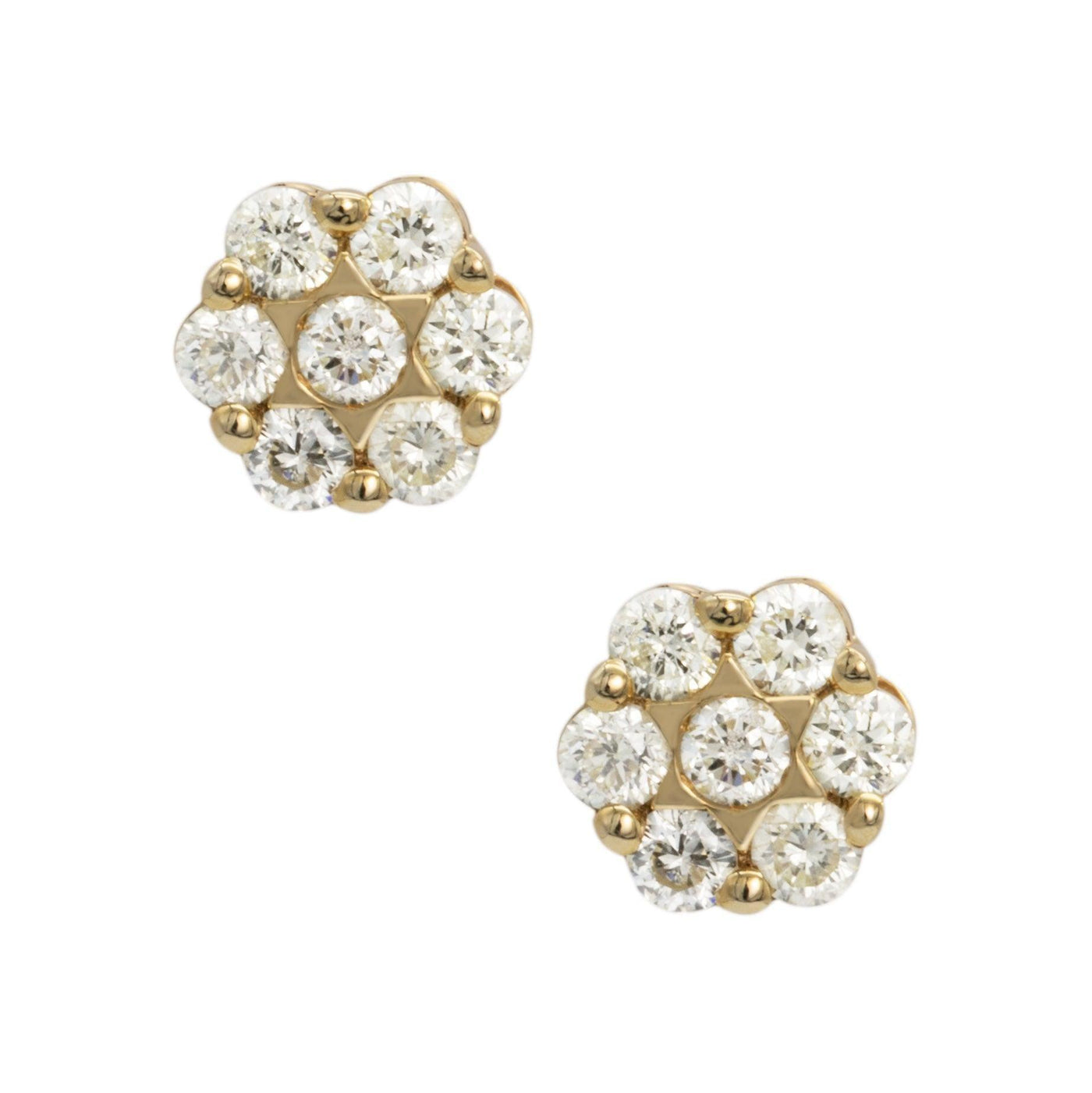 Flower Cluster Diamond Stud Earrings 0.53ct 14K Yellow Gold - bayamjewelry