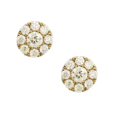 Flower Cluster Diamond Stud Earrings 0.55ct 10K Yellow Gold - bayamjewelry