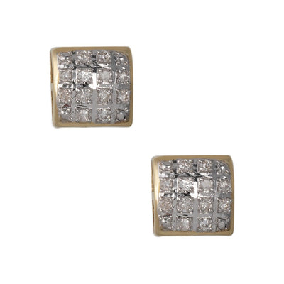 Framed Micro-Pavé Cushion Diamond Stud Earrings 0.09ct 10K Yellow Gold - bayamjewelry