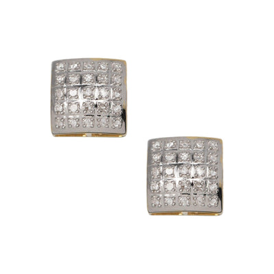 Framed Micro-Pavé Cushion Square Diamond Stud Earrings 0.16ct 10K Yellow Gold - bayamjewelry