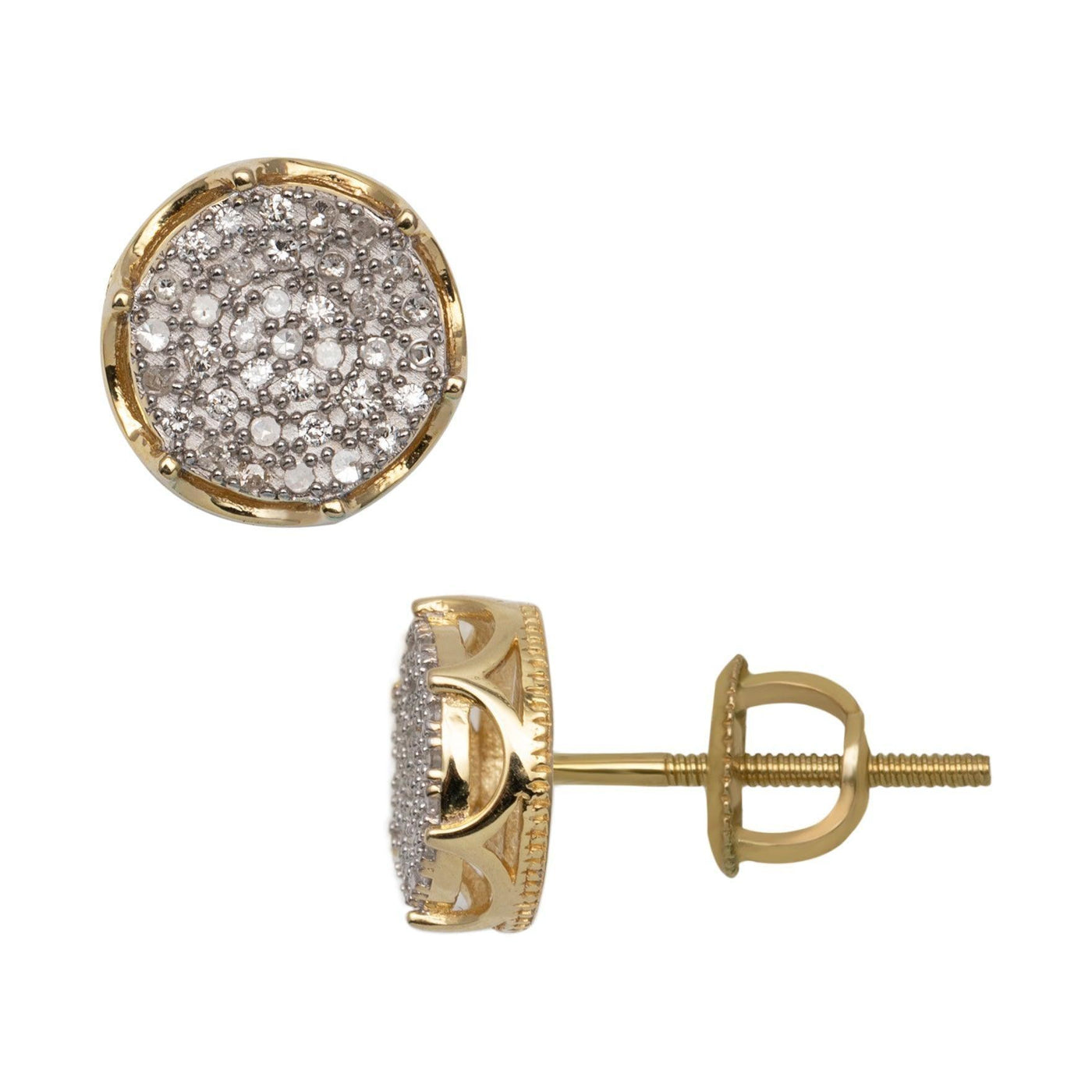 Framed Micro-Pavé Round Diamond Stud Earrings 0.32ct 10K Yellow Gold - bayamjewelry