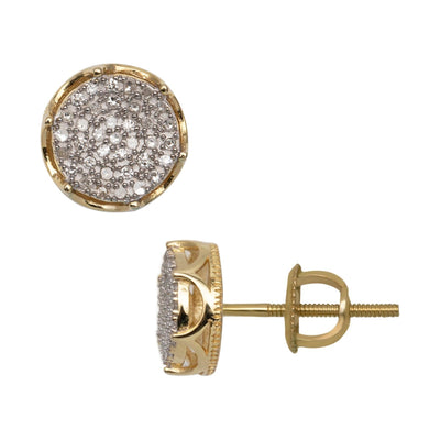 Framed Micro-Pavé Round Diamond Stud Earrings 0.32ct 10K Yellow Gold - bayamjewelry