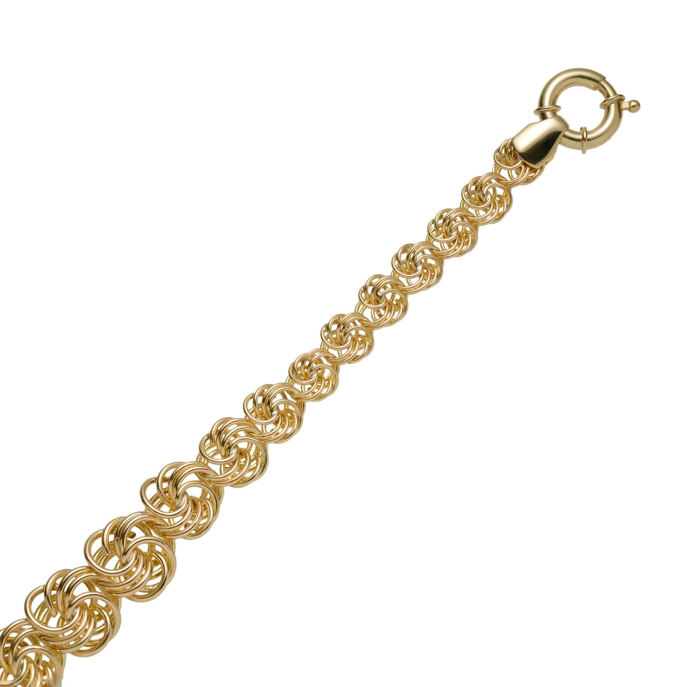 Graduated Rosetta Rose Knot Chain Bracelet Senora Clasp 10K Yellow Gold - bayamjewelry
