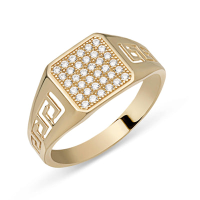 Greek Design CZ Ring 10K Yellow Gold - bayamjewelry