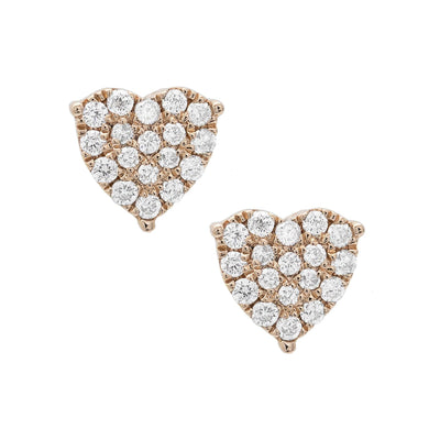 Heart Diamond Stud Earrings 0.53ct 14K Rose Gold - bayamjewelry