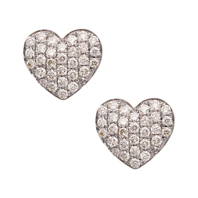Heart Diamond Stud Earrings 0.85ct 14K White Gold - bayamjewelry