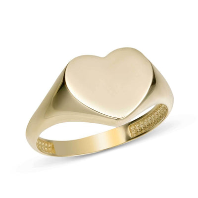 Heart Signet Ring Solid 14K Yellow Gold - bayamjewelry