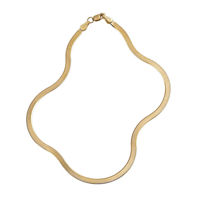 High Polished Herringbone Chain Anklet 14K Yellow Gold - Solid - bayamjewelry