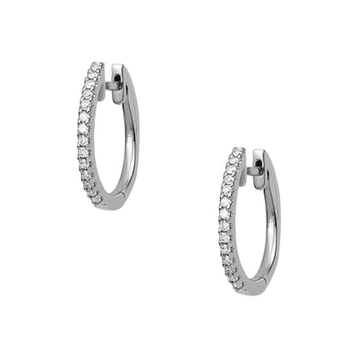 Huggie Hoop Diamond Earrings 0.23ct 14K White Gold - bayamjewelry