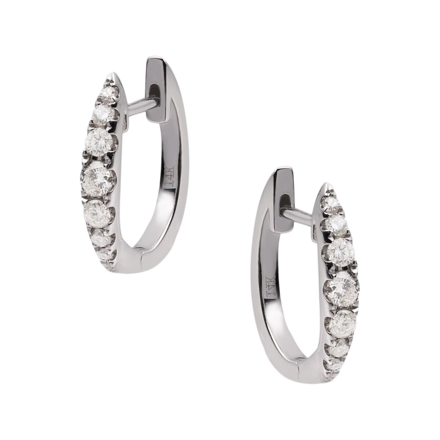 Huggie Hoop Diamond Earrings 0.35ct 14K White Gold - bayamjewelry