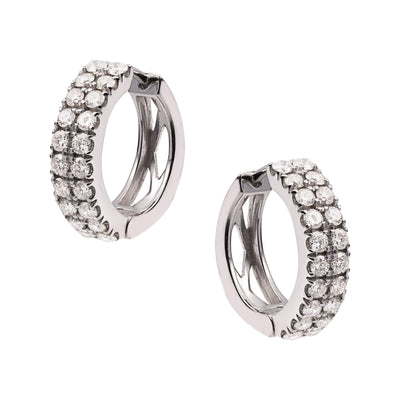 Huggie Hoop Diamond Earrings 1.07ct 14K White Gold - bayamjewelry