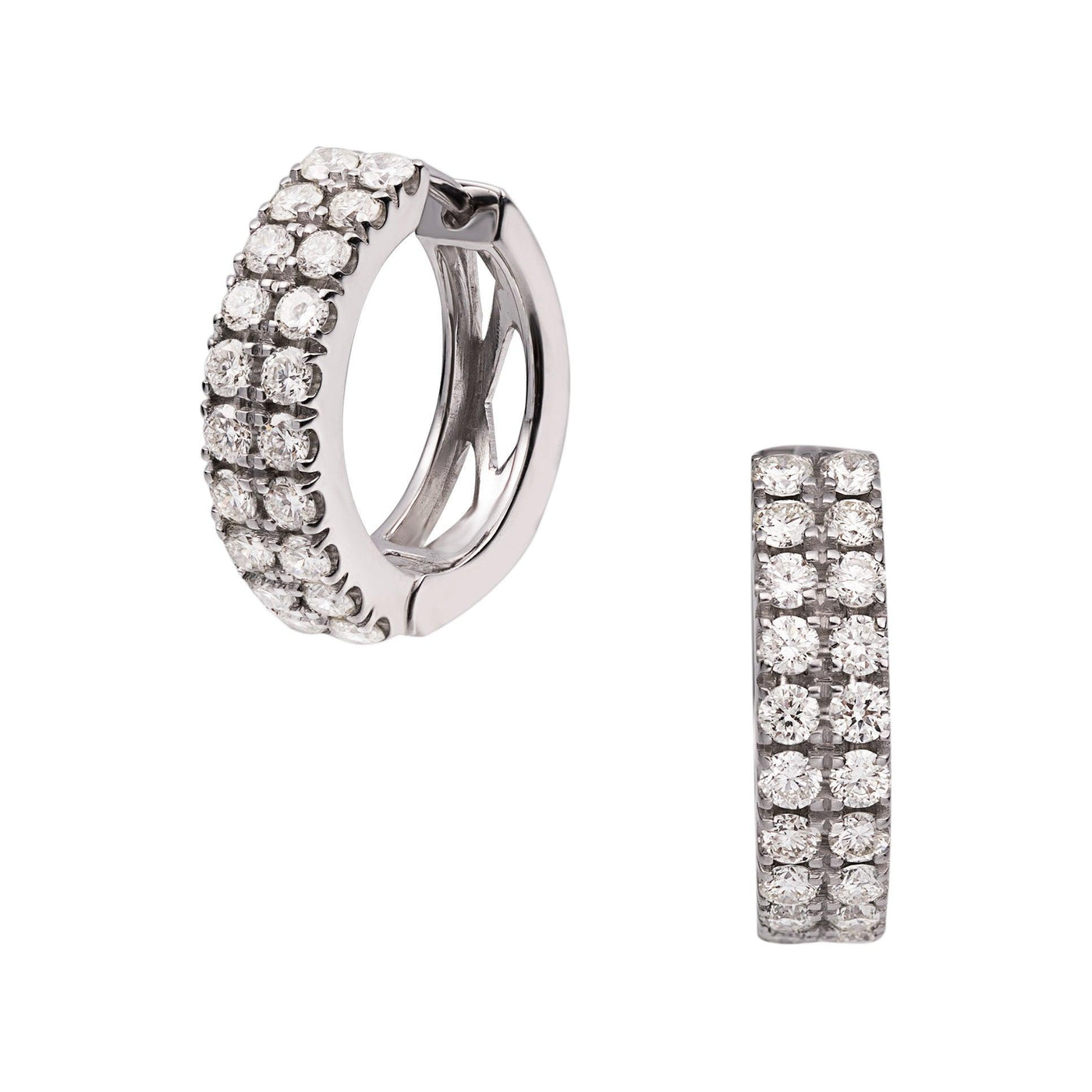 Huggie Hoop Diamond Earrings 1.07ct 14K White Gold - bayamjewelry