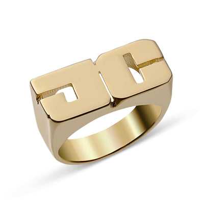 Initial Name Ring 14K Gold - Style 25 - bayamjewelry