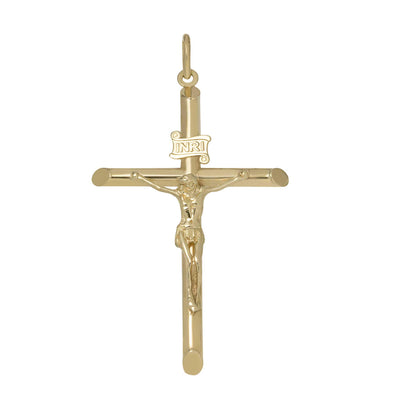 INRI Jesus Crucifix Cross Pendant 10K Yellow Gold - bayamjewelry