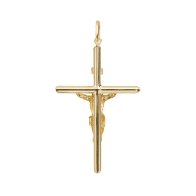 INRI Jesus Crucifix Cross Pendant 14K Yellow Gold - bayamjewelry