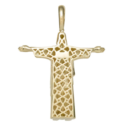 Jesus Christ the Redeemer Pendant Charm Solid 10K Yellow Gold - bayamjewelry