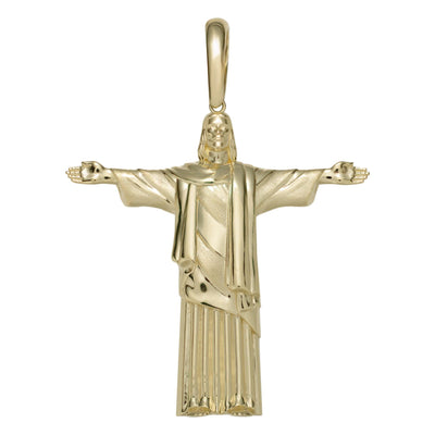 Jesus Christ the Redeemer Pendant Solid 14K Yellow Gold - bayamjewelry