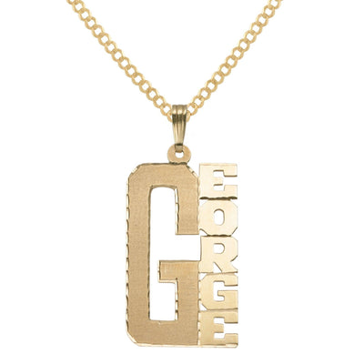 Ladies & Vertical Script Name Plate Necklace 14K Gold - Style 84 - bayamjewelry