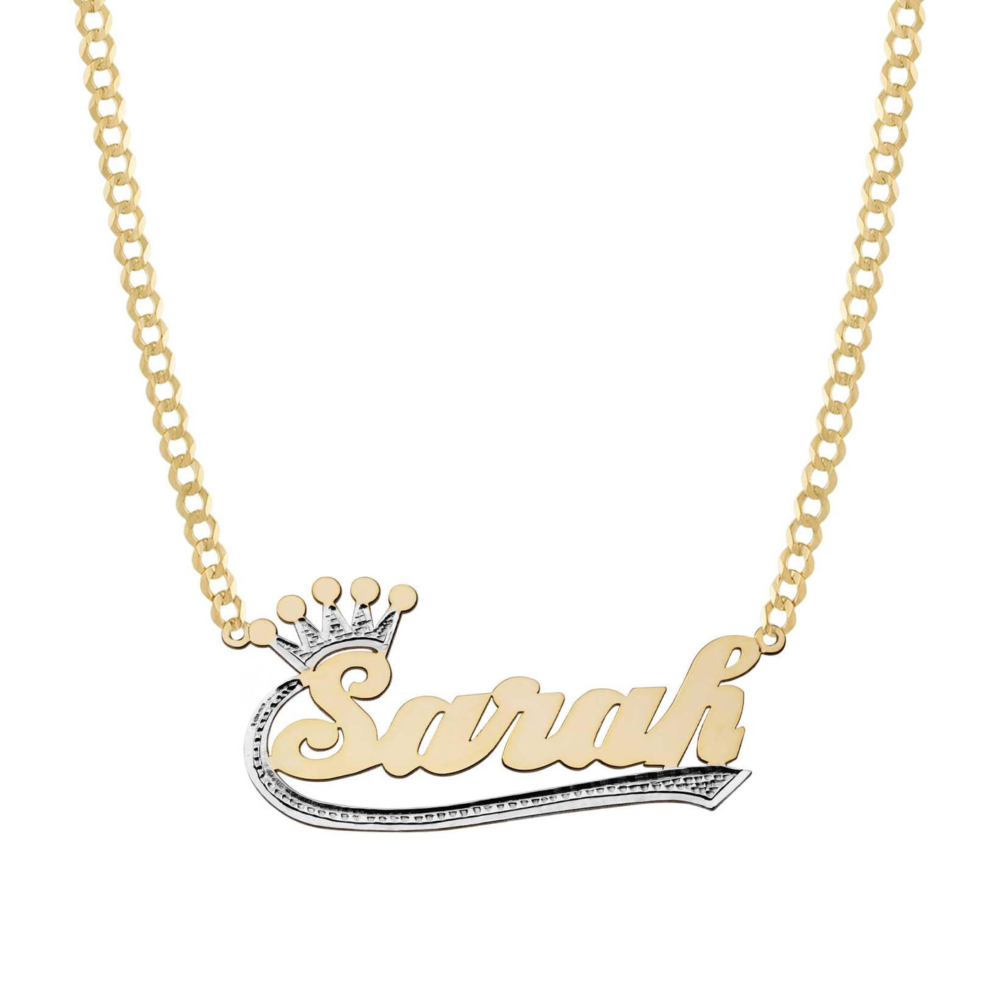 Ladies Crown Design Name Plate Necklace 14K Gold - Style 149 - bayamjewelry