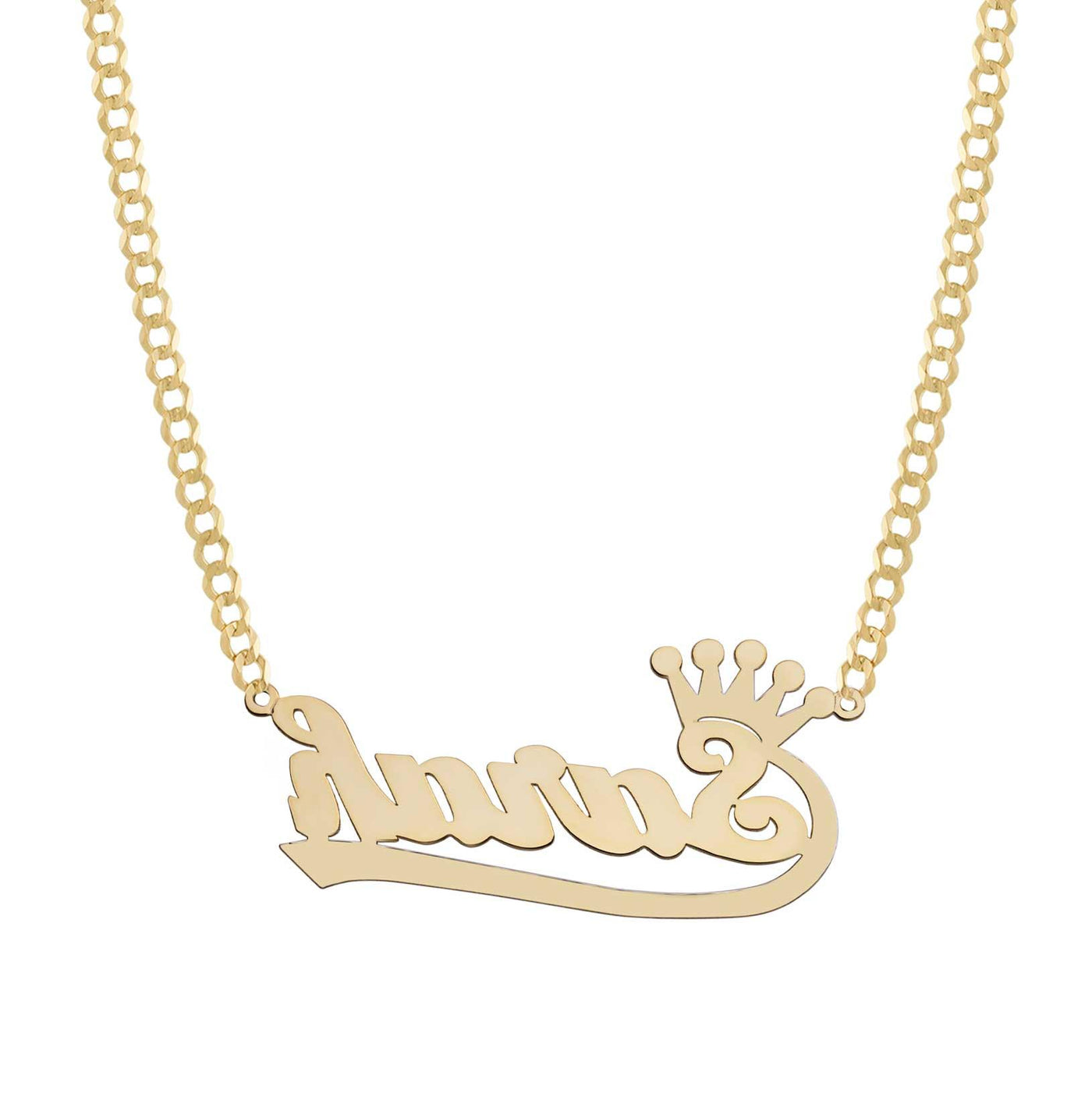 Ladies Crown Design Name Plate Necklace 14K Gold - Style 149 - bayamjewelry