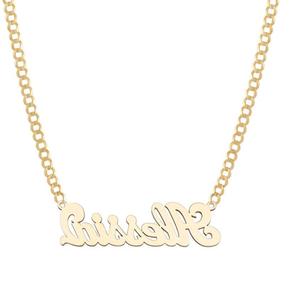 Ladies Diamond Name Plate Necklace 14K Gold - Style 132 - bayamjewelry