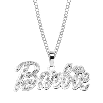 Ladies Diamond Script Name Plate Necklace 14K White Gold - Style 56 - bayamjewelry