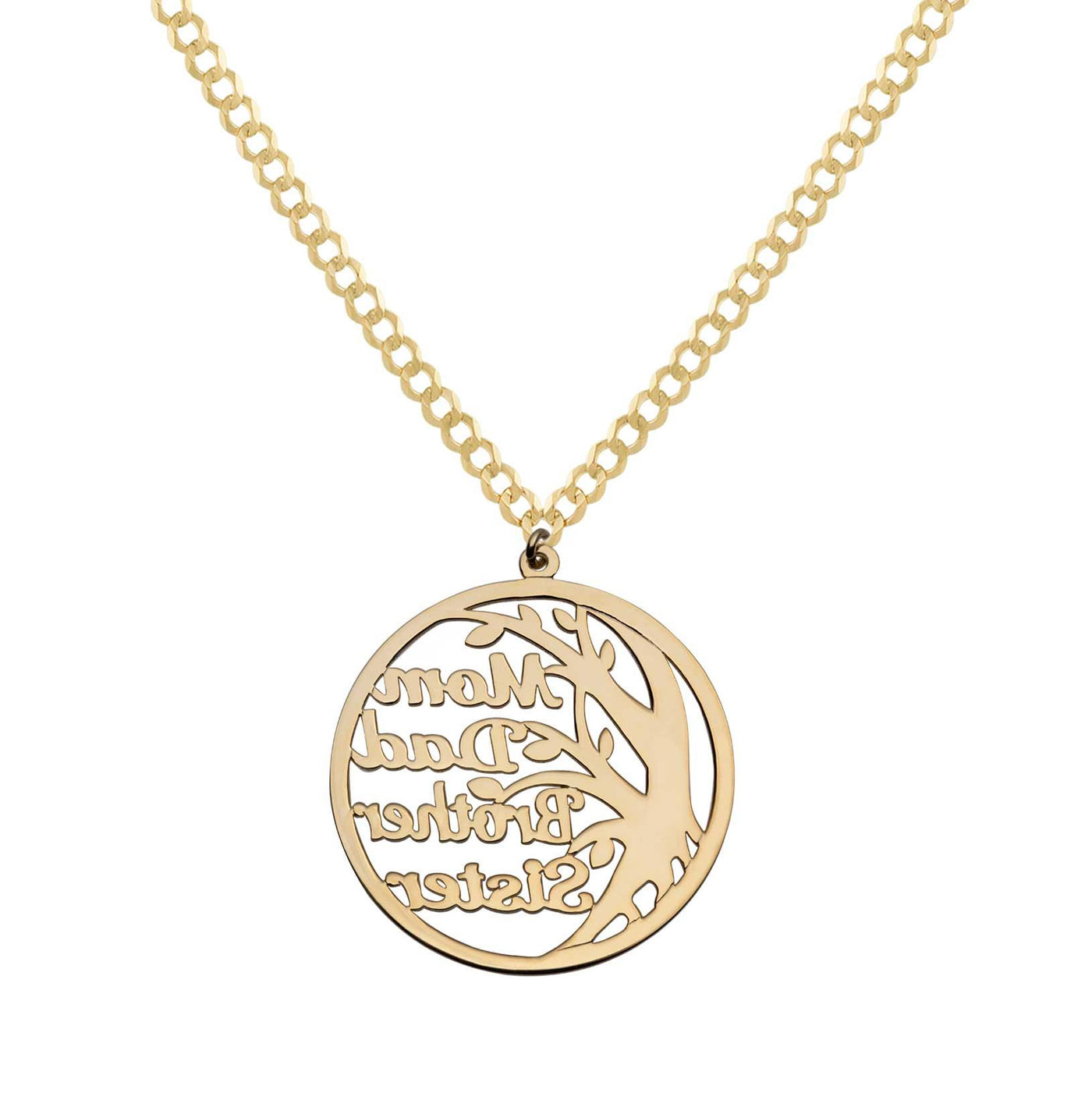 Ladies Family Tree Name Plate Necklace 14K Gold - Style 136 - bayamjewelry