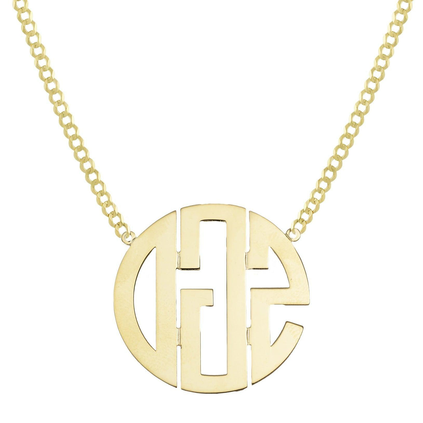 Ladies Monogram Name Plate Necklace 14K Gold - Style 12 - bayamjewelry