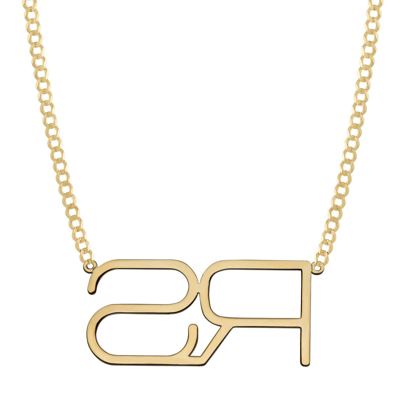 Ladies Monogram Name Plate Necklace 14K Gold - Style 139 - bayamjewelry