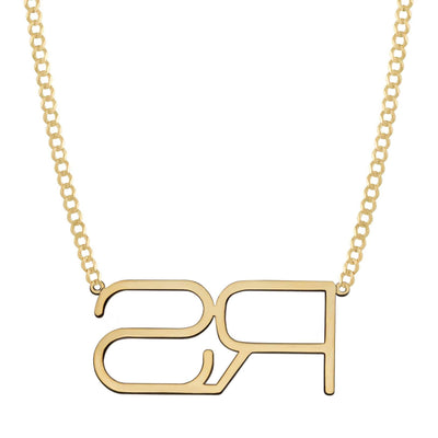 Ladies Monogram Name Plate Necklace 14K Gold - Style 139 - bayamjewelry
