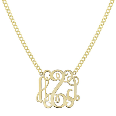 Ladies Monogram Name Plate Necklace 14K Gold - Style 17 - bayamjewelry