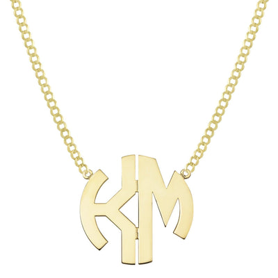 Ladies Monogram Name Plate Necklace 14K Gold - Style 21 - bayamjewelry