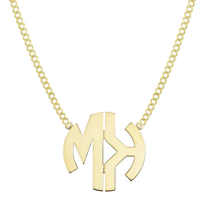 Ladies Monogram Name Plate Necklace 14K Gold - Style 21 - bayamjewelry