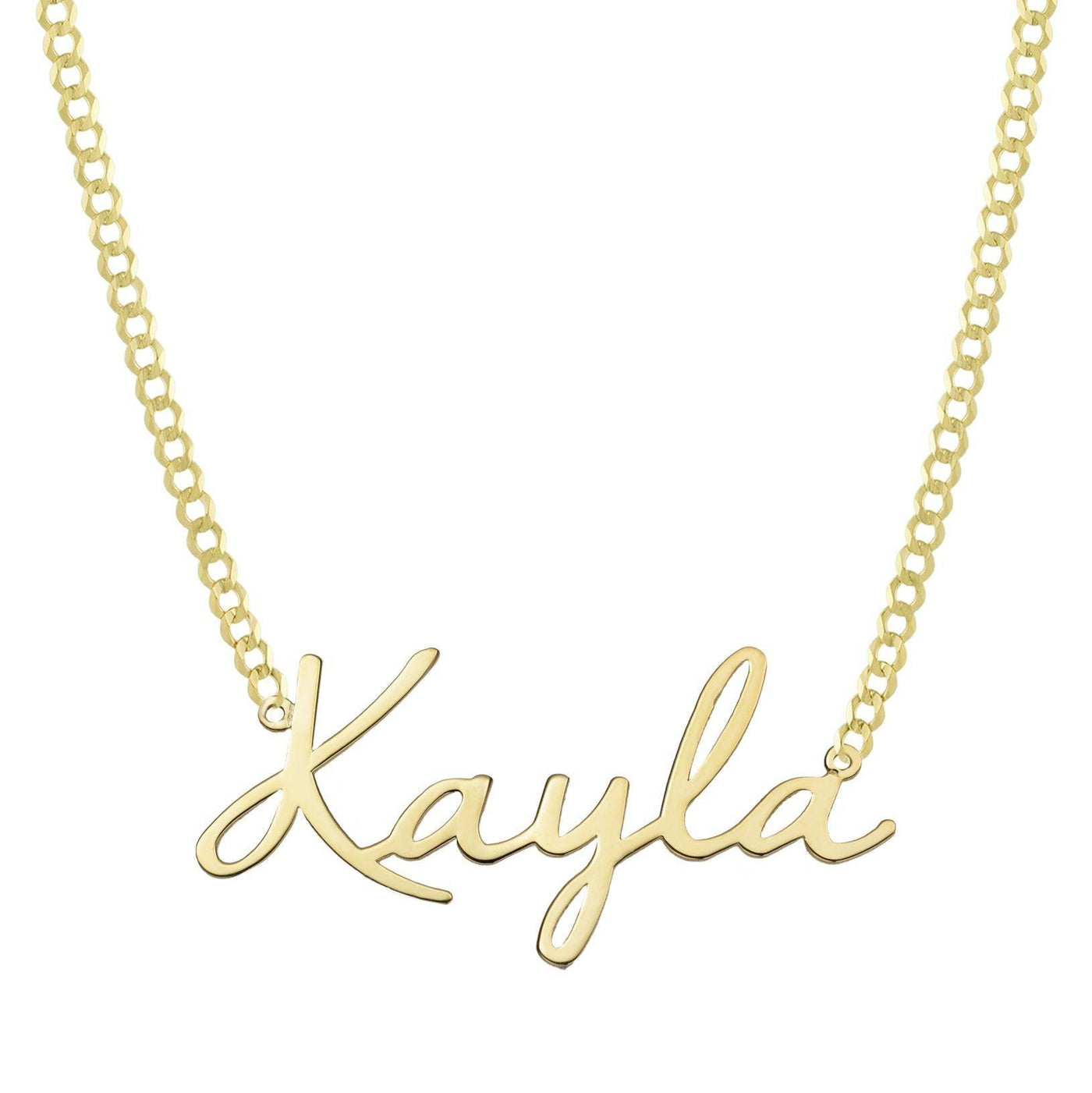 Ladies Name Plate Necklace 14K Gold - Style 10 - bayamjewelry