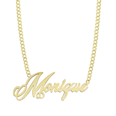 Ladies Name Plate Necklace 14K Gold - Style 13 - bayamjewelry