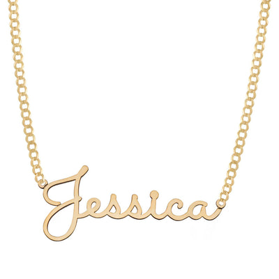 Ladies Name Plate Necklace 14K Gold - Style 141 - bayamjewelry