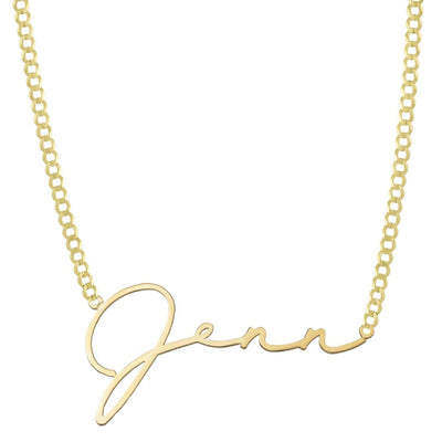 Ladies Name Plate Necklace 14K Gold - Style 15 - bayamjewelry
