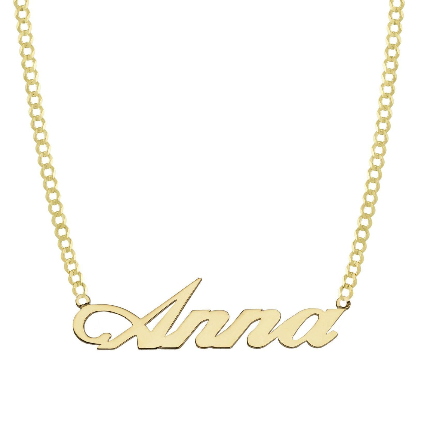 Ladies Name Plate Necklace 14K Gold - Style 18 - bayamjewelry