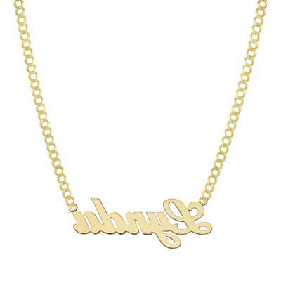 Ladies Name Plate Necklace 14K Gold - Style 2 - bayamjewelry