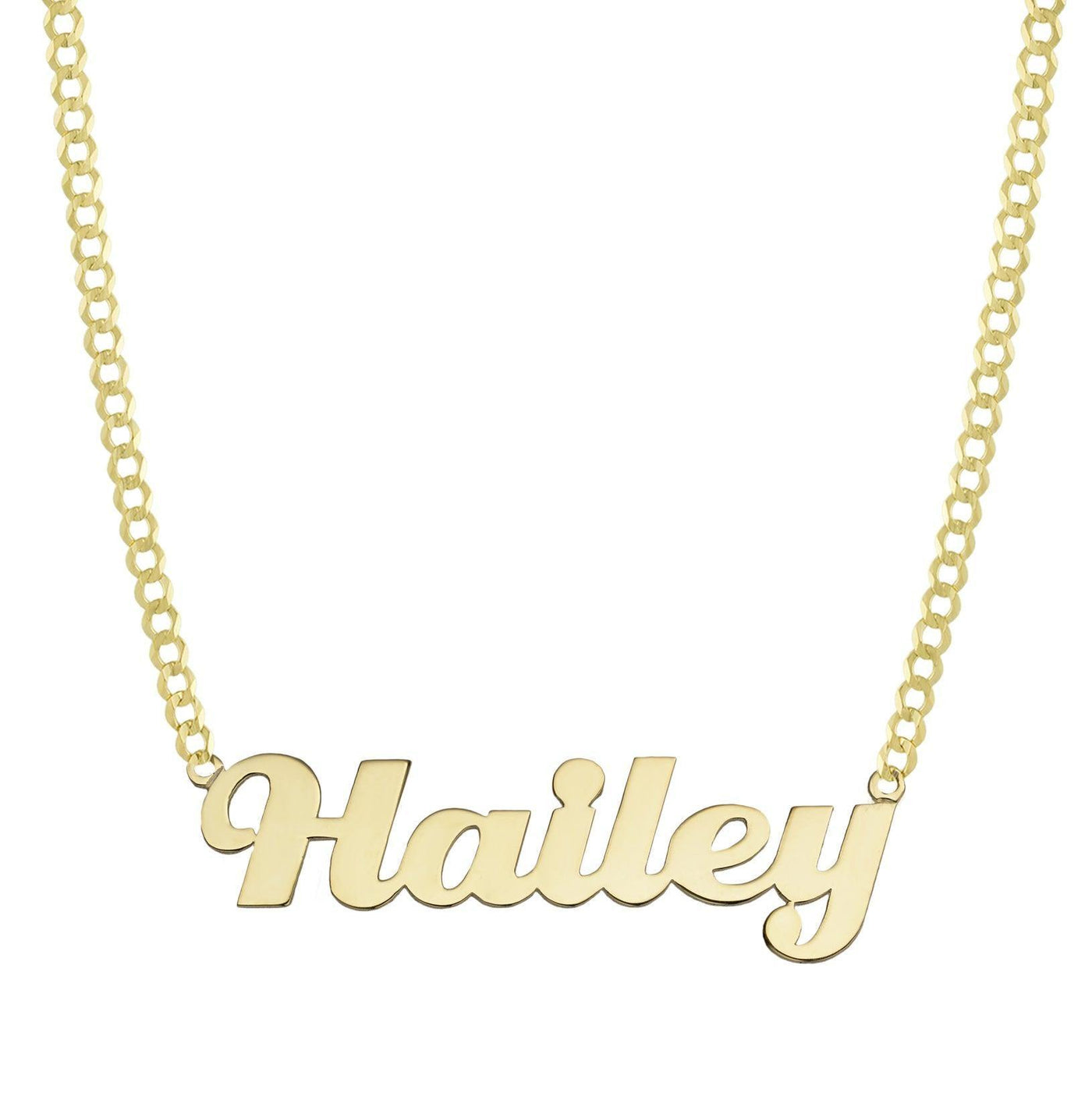 Ladies Name Plate Necklace 14K Gold - Style 3 - bayamjewelry