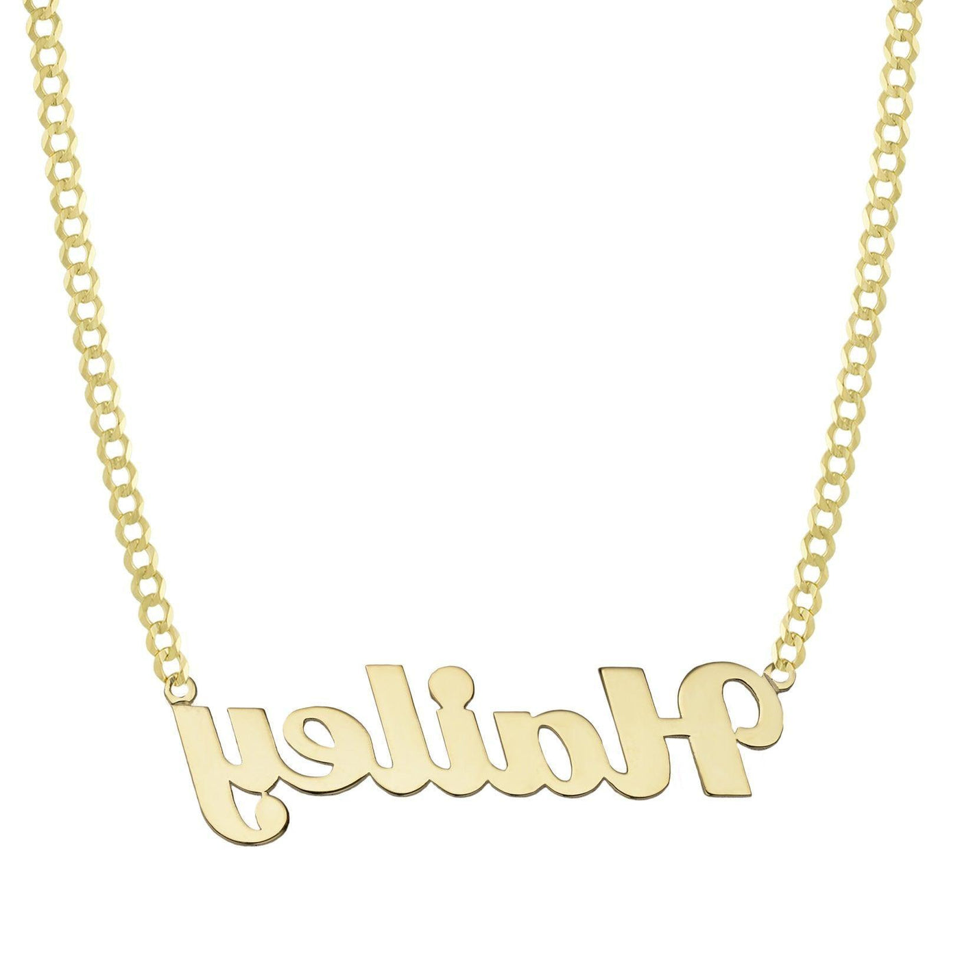 Ladies Name Plate Necklace 14K Gold - Style 3 - bayamjewelry