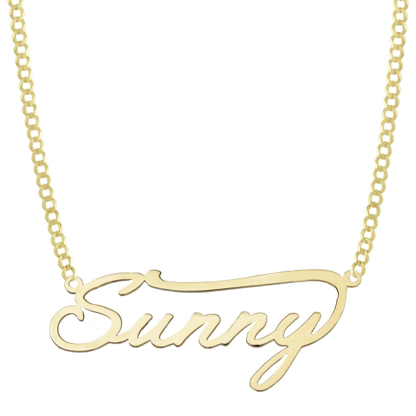 Ladies Name Plate Necklace 14K Gold - Style 4 - bayamjewelry