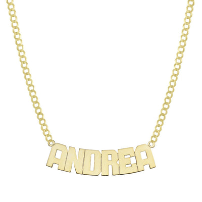 Ladies Name Plate Necklace 14K Gold - Style 5 - bayamjewelry