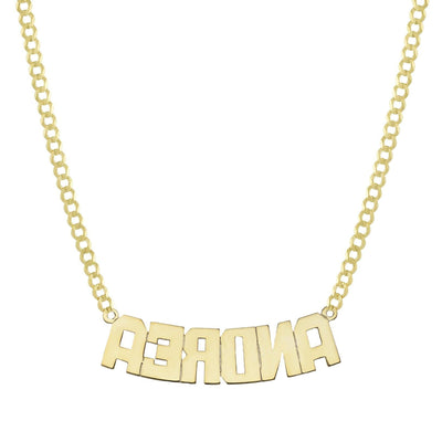 Ladies Name Plate Necklace 14K Gold - Style 5 - bayamjewelry