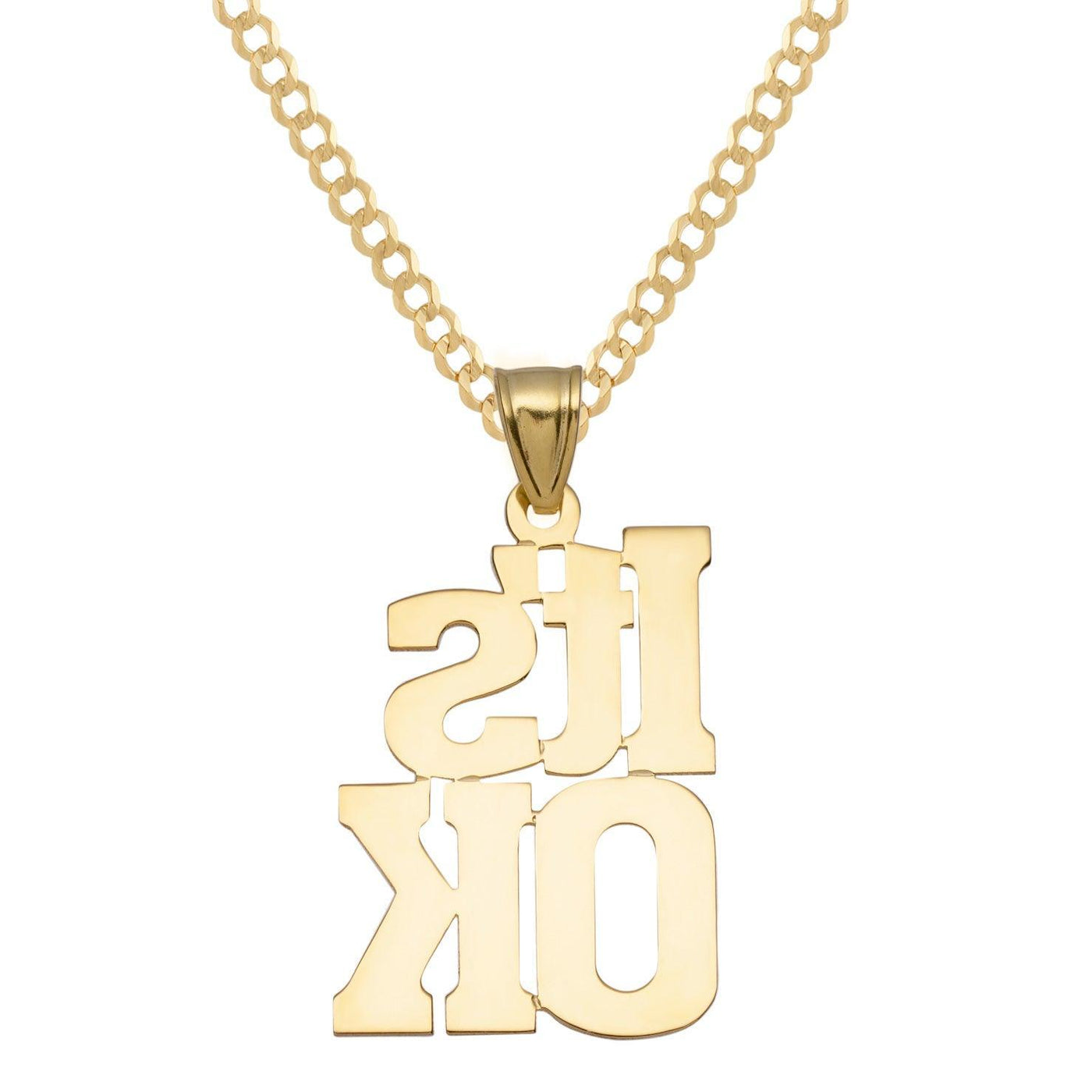 Ladies Name Plate Necklace 14K Gold - Style 6 - bayamjewelry
