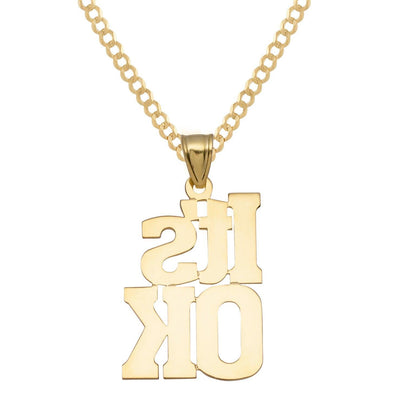 Ladies Name Plate Necklace 14K Gold - Style 6 - bayamjewelry