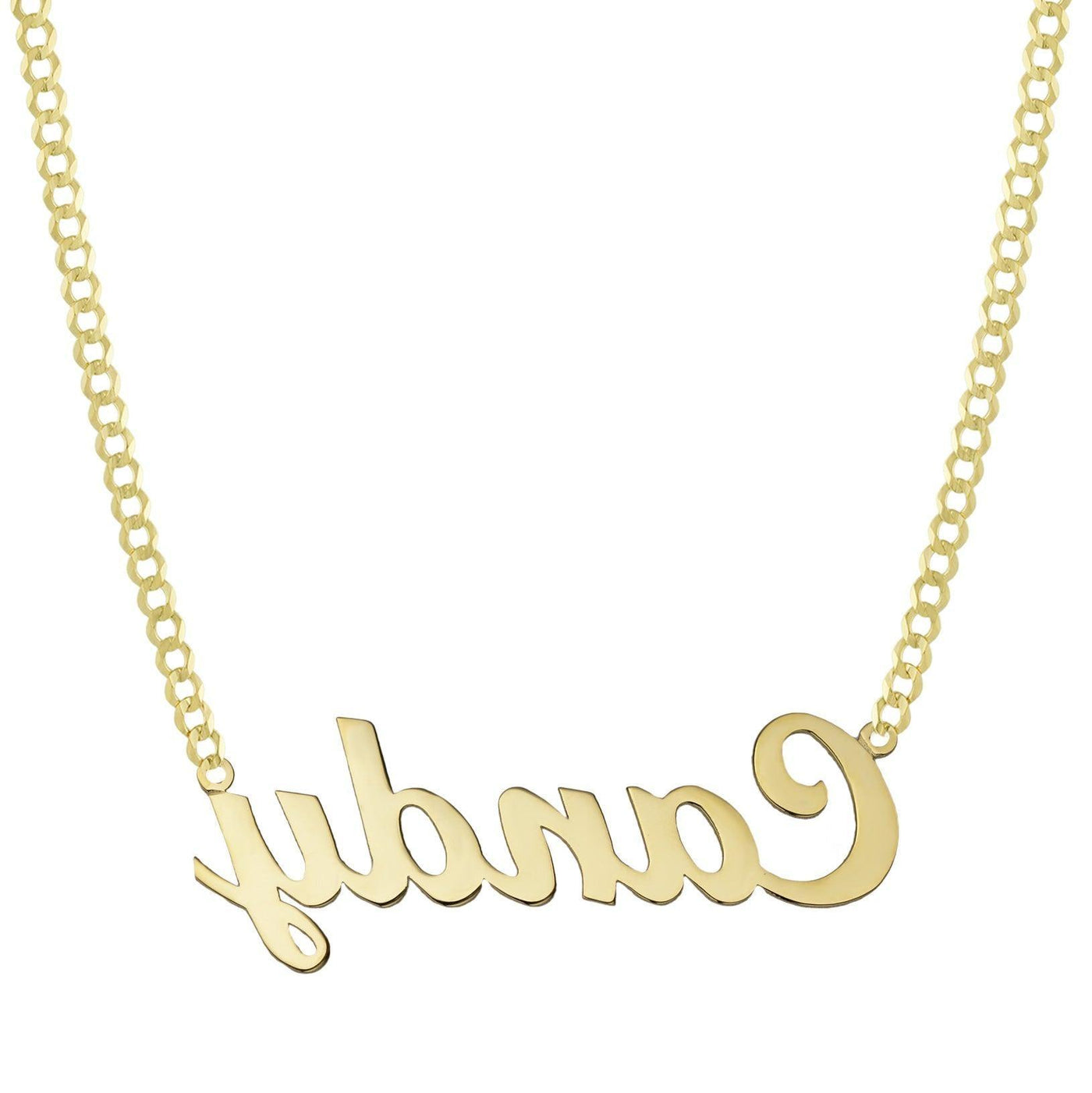 Ladies Name Plate Necklace 14K Gold - Style 7 - bayamjewelry