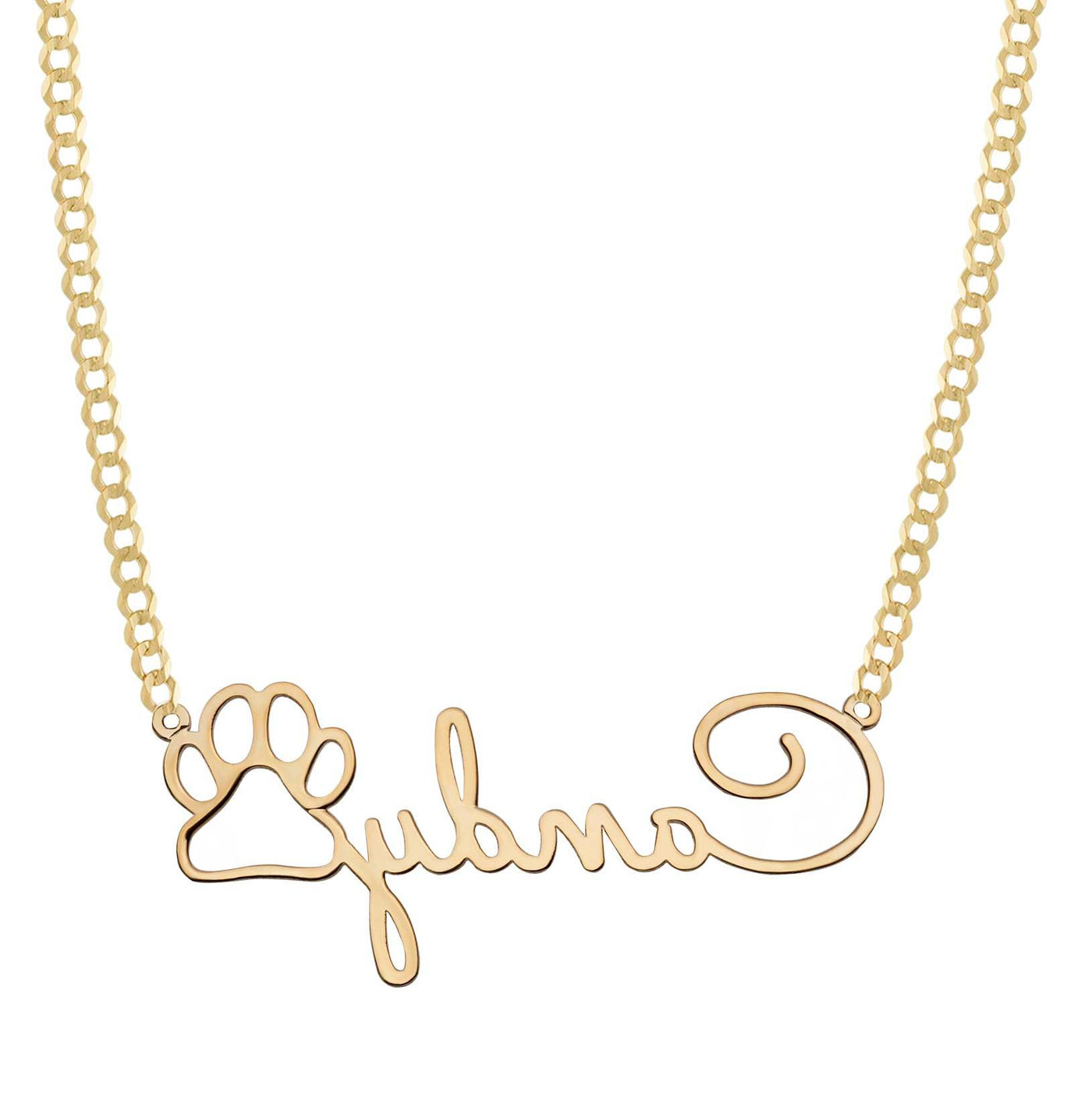 Ladies Paw Name Plate Necklace 14K Gold - Style 142 - bayamjewelry
