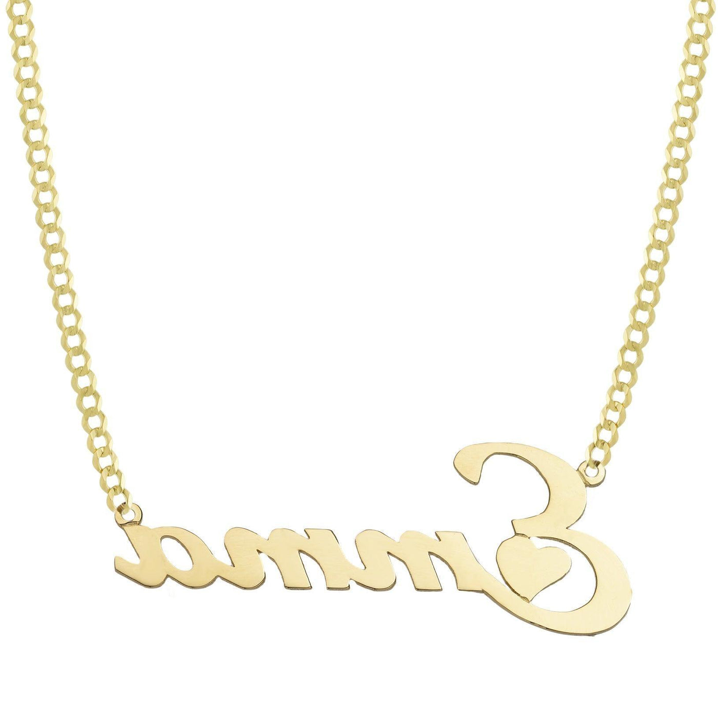 Ladies Script Name Plate Heart Necklace 14K Gold - Style 9 - bayamjewelry