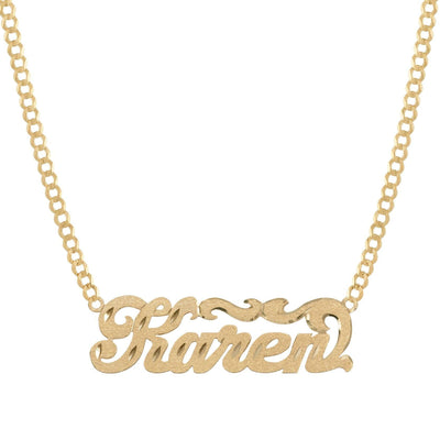 Ladies Script Name Plate Necklace 14K Gold - Style 108 - bayamjewelry